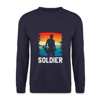 Rétro Vintage Soldat Armée Militaire - Sweat-shirt Unisexe - marine - Devant - Alina (178cm) & Michal (187cm)
