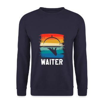 Rétro Vintage Waiter Restaurant servant - Sweat-shirt Unisexe - marine - Devant - Alina (178cm) & Michal (187cm)
