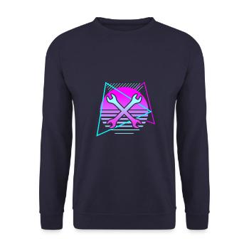 Retro Vintage Classic Mechanic Mechanical - Unisex Pullover - Navy - Vorne - Alina (178cm) & Michal (187cm)