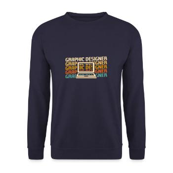 Retro Graphic Designer Graphic Design - Unisex Pullover - Navy - Vorne - Alina (178cm) & Michal (187cm)