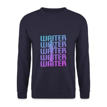 Rétro Vintage Waiter Restaurant servant - Sweat-shirt Unisexe - marine - Devant - Alina (178cm) & Michal (187cm)