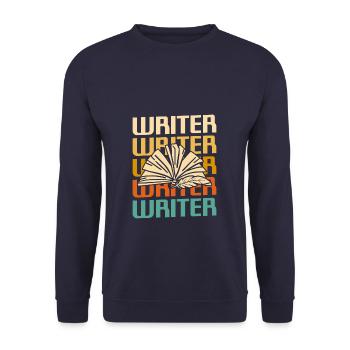 Retro Vintage Writer Professor Book Writing - Unisex Sweatshirt - navy - Front - Alina (178cm) & Michal (187cm)