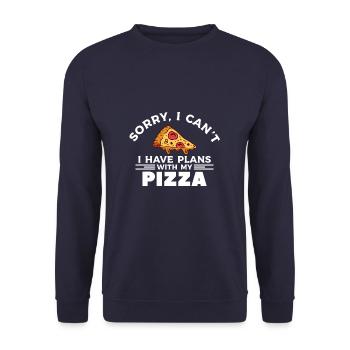 Désolé, je ne peux pas avoir de plans avec ma pizza - Sweat-shirt Unisexe - marine - Devant - Alina (178cm) & Michal (187cm)