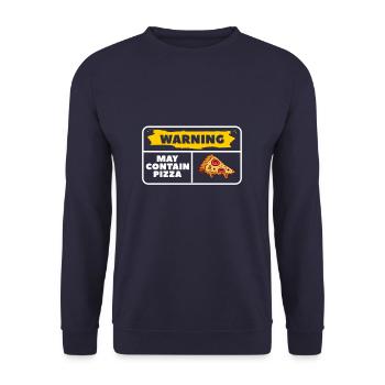 Warning May Contain Pizza - Unisex Pullover - Navy - Vorne - Alina (178cm) & Michal (187cm)