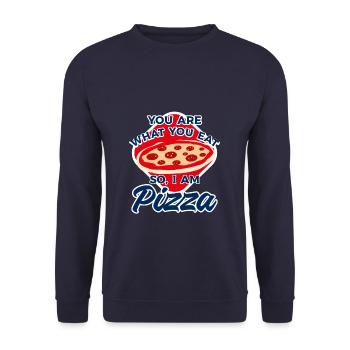 Tu es ce que tu manges donc je suis pizza - Sweat-shirt Unisexe - marine - Devant - Alina (178cm) & Michal (187cm)
