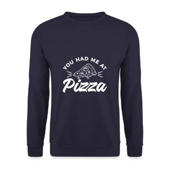 You Had Me At Pizza - Unisex Pullover - Navy - Vorne - Alina (178cm) & Michal (187cm)