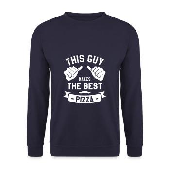 This Guy Makes The Best Pizza - Unisex Sweatshirt - navy - Front - Alina (178cm) & Michal (187cm)