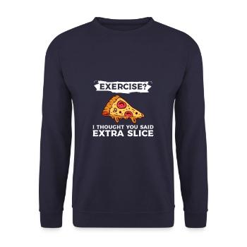 Exercise I Thought You Said Extra Slice Pizza Love - Unisex Pullover - Navy - Vorne - Alina (178cm) & Michal (187cm)