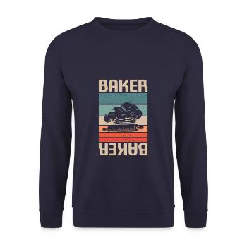 Retro Vintage Classic Baker Baking - Unisex Pullover - Navy - Vorne - Alina (178cm) & Michal (187cm)