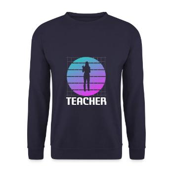Retro Teacher Professor Teaching - Unisex Pullover - Navy - Vorne - Alina (178cm) & Michal (187cm)
