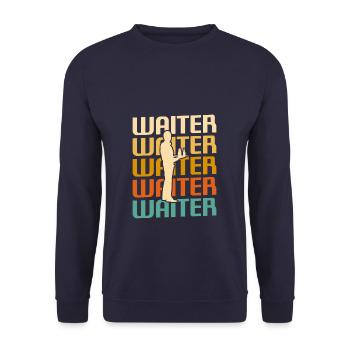 Rétro Vintage Waiter Restaurant servant - Sweat-shirt Unisexe - marine - Devant - Alina (178cm) & Michal (187cm)