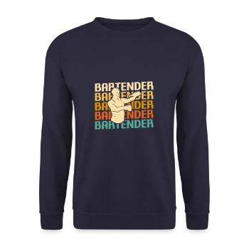 Retro Vintage Classic Bartender Bartending - Unisex Pullover - Navy - Vorne - Alina (178cm) & Michal (187cm)