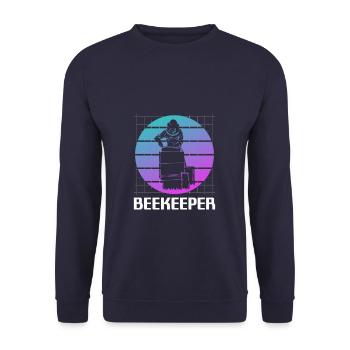 Retro Vintage Classic Beekeeper Beekeeping - Unisex Pullover - Navy - Vorne - Alina (178cm) & Michal (187cm)