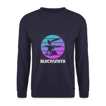 Retro Vintage Classic Blacksmith Blacksmithing - Unisex Pullover - Navy - Vorne - Alina (178cm) & Michal (187cm)