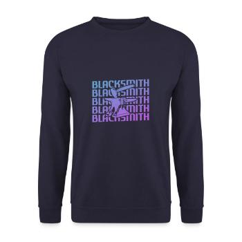 Retro Vintage Classic Blacksmith Blacksmithing - Unisex Pullover - Navy - Vorne - Alina (178cm) & Michal (187cm)