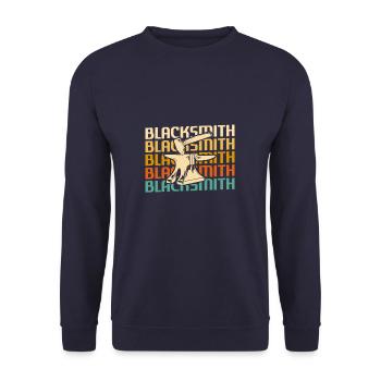 Retro Vintage Classic Blacksmith Blacksmithing - Unisex Pullover - Navy - Vorne - Alina (178cm) & Michal (187cm)