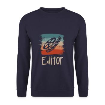 Retro Vintage Classic Editor Editing - Unisex Pullover - Navy - Vorne - Alina (178cm) & Michal (187cm)