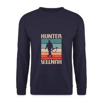 Retro Vintage Classic Hunter Hunting - Unisex Pullover - Navy - Vorne - Alina (178cm) & Michal (187cm)