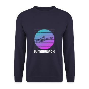 Retro Vintage Classic Lumberjack Woodworking - Unisex Pullover - Navy - Vorne - Alina (178cm) & Michal (187cm)