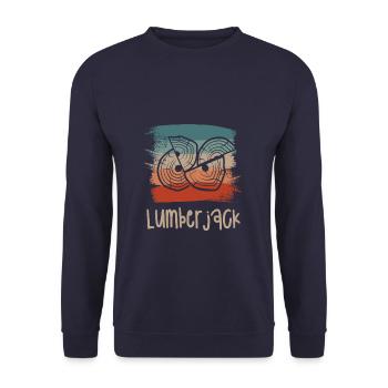 Retro Vintage Classic Lumberjack Woodworking - Unisex Pullover - Navy - Vorne - Alina (178cm) & Michal (187cm)