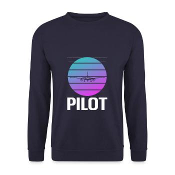 Retro Vintage Classic Pilot Aviation - Unisex Sweatshirt - navy - Front - Alina (178cm) & Michal (187cm)