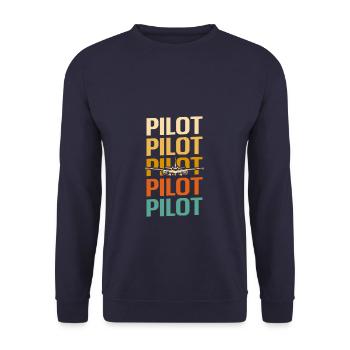 Retro Vintage Classic Pilot Aviation - Unisex Sweatshirt - navy - Front - Alina (178cm) & Michal (187cm)