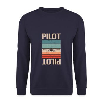 Retro Vintage Classic Pilot Aviation - Unisex Sweatshirt - navy - Front - Alina (178cm) & Michal (187cm)