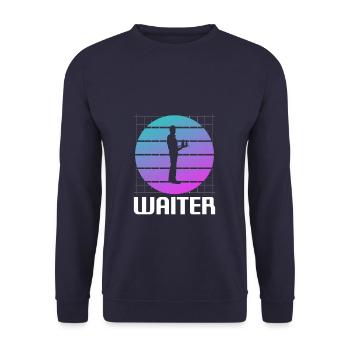 Rétro Vintage Waiter Restaurant servant - Sweat-shirt Unisexe - marine - Devant - Alina (178cm) & Michal (187cm)