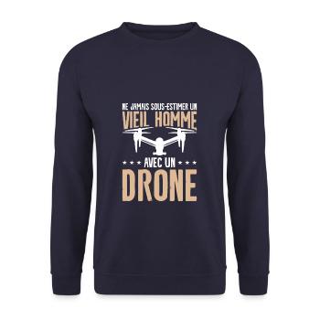 Ne Jamais Sous-Estimer Un Vieil Homme Avec Un - Unisex Pullover - Navy - Vorne - Alina (178cm) & Michal (187cm)