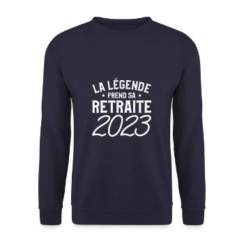 La Légende Prend Sa Retraite 2023 Retraité - Unisex Pullover - Navy - Vorne - Alina (178cm) & Michal (187cm)