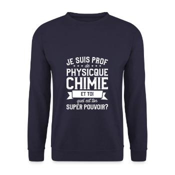 Je Suis Prof De Physique Chimie Et Toi Professeur - Unisex Pullover - Navy - Vorne - Alina (178cm) & Michal (187cm)