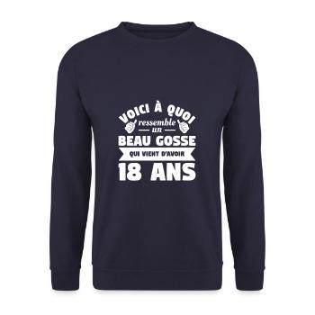 Voici A Quoi Ressemble Un Beau Gosse Qui Vient - Unisex Pullover - Navy - Vorne - Alina (178cm) & Michal (187cm)