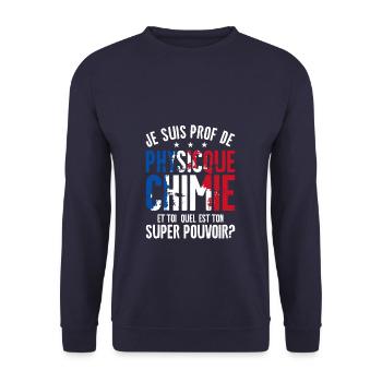 Je Suis Prof De Physique Chimie Et Toi Professeur - Unisex Pullover - Navy - Vorne - Alina (178cm) & Michal (187cm)