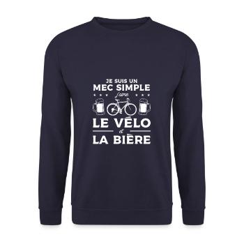 Je Suis Un Mec Simple J'aime Le Vélo Et La Bière - Unisex Pullover - Navy - Vorne - Alina (178cm) & Michal (187cm)