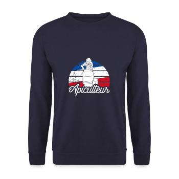 Drapeau Français Apiculture Apiculteur - Unisex Pullover - Navy - Vorne - Alina (178cm) & Michal (187cm)
