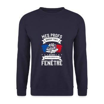 Je Suis Payé Pour Regarder Par La Fenêtre - Unisex Pullover - Navy - Vorne - Alina (178cm) & Michal (187cm)