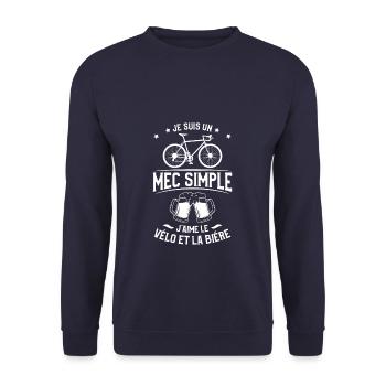 Je Suis Un Mec Simple J'aime Le Vélo Et La Bière - Unisex Pullover - Navy - Vorne - Alina (178cm) & Michal (187cm)