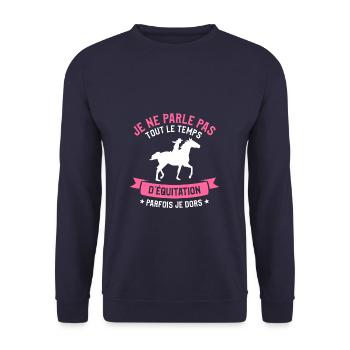 Je Ne Parle Pas Tout Le Temps D'Équitation Parfois - Unisex Pullover - Navy - Vorne - Alina (178cm) & Michal (187cm)