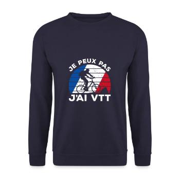 Je Peux Pas J'ai VTT Cycliste Vélo De Montagne - Unisex Pullover - Navy - Vorne - Alina (178cm) & Michal (187cm)