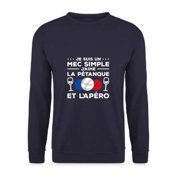 Je Suis Un Mec Simple J'aime La Pétanque Et - Unisex Pullover - Navy - Vorne - Alina (178cm) & Michal (187cm)