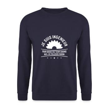 Je Suis Ingenieur Pour Gagner Du Temps Disons Que - Unisex Pullover - Navy - Vorne - Alina (178cm) & Michal (187cm)