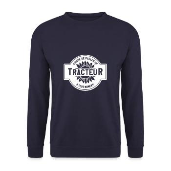 Risque De Parler De Tracteurs A Tout Moment - Unisex Pullover - Navy - Vorne - Alina (178cm) & Michal (187cm)