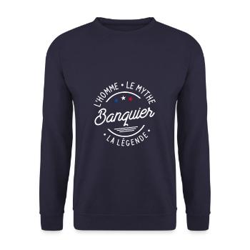 Banquier L'Homme Le Mythe La Légende Bancaire - Sweat-shirt Unisexe - marine - Devant - Alina (178cm) & Michal (187cm)