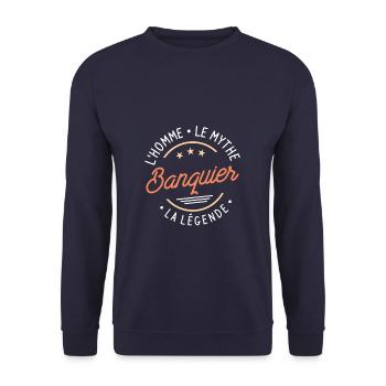 Banquier L'Homme Le Mythe La Légende Bancaire - Sweat-shirt Unisexe - marine - Devant - Alina (178cm) & Michal (187cm)