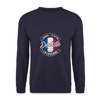 Dentiste L'Homme Le Mythe La Légende Dentisterie - Sweat-shirt Unisexe - marine - Devant - Alina (178cm) & Michal (187cm)