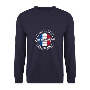 Dermatologue L'Homme Le Mythe La Légende - Sweat-shirt Unisexe - marine - Devant - Alina (178cm) & Michal (187cm)