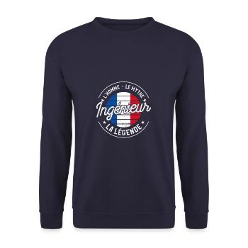 Ingénieur L'Homme Le Mythe La Légende Ingénierie - Sweat-shirt Unisexe - marine - Devant - Alina (178cm) & Michal (187cm)
