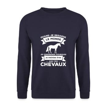 Je Comprends Pourquoi Je Préfère Être Avec Mes - Sweat-shirt Unisexe - marine - Devant - Alina (178cm) & Michal (187cm)