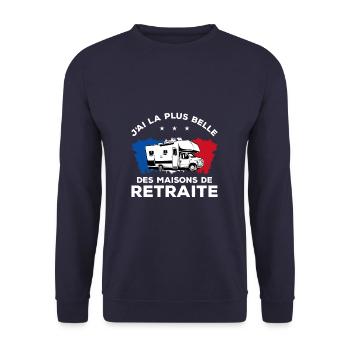 J'ai La Plus Belle Des Maisons De Retraite - Sweat-shirt Unisexe - marine - Devant - Alina (178cm) & Michal (187cm)