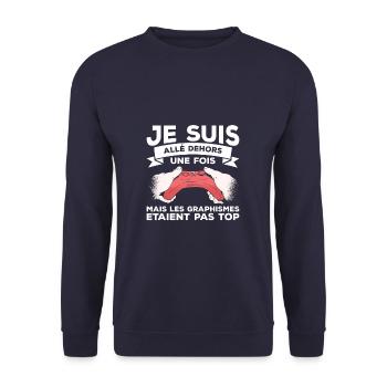 Je Suis Allé Dehors Un Fois Les Graphismes Etaient - Sweat-shirt Unisexe - marine - Devant - Alina (178cm) & Michal (187cm)